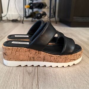 Steve Madden Black Platform Shoes with Cork Sole